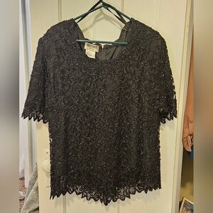 Beaded, black top with short sleeves. Size 3x